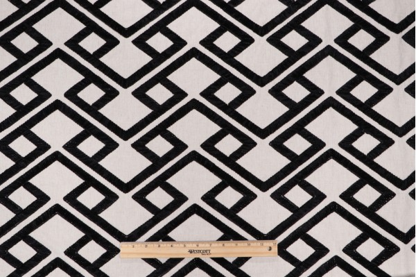 P Kaufmann Accolade Embroidered Decorator Fabric in Onyx