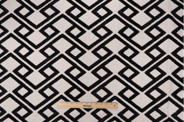P Kaufmann Accolade Embroidered Decorator Fabric in Onyx