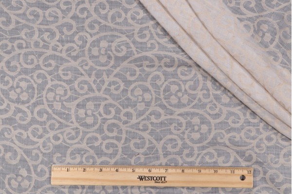 Scalamandre Sheer Scroll Woven Drapery Fabric in Vanilla