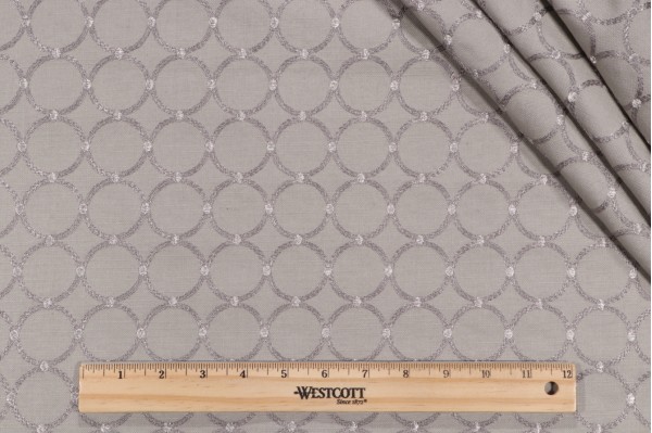 PK Lifestyles Ringtone Embroidered Drapery Fabric in Sterling