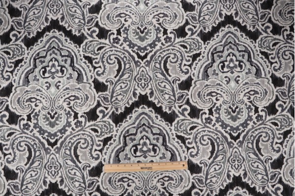 Waverly Artesanias Ikat Printed Cotton Drapery Fabric in Graphite