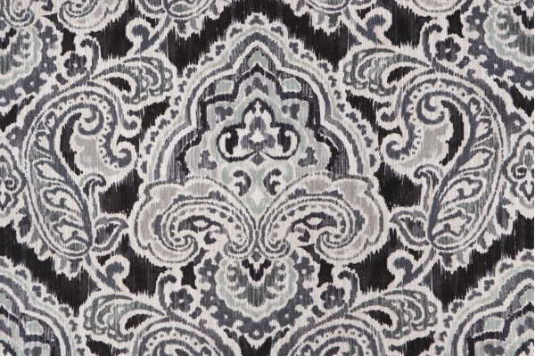 Waverly Artesanias Ikat Printed Cotton Drapery Fabric in Graphite