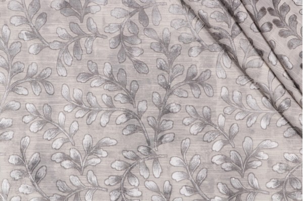 PK Lifestyles Leafing Through Woven Damask Decorator Fabric in Flint 