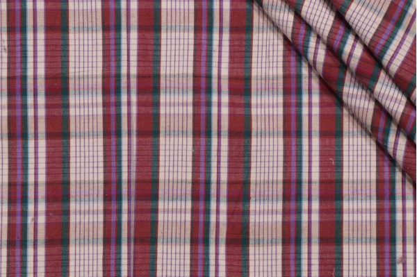 Sample of Scalamandre Plaid Woven Decorator Fabric in Berry 