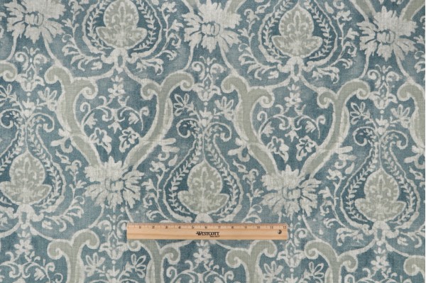 PK Lifestyles Sarasa Printed Linen Blend Drapery Fabric in Lagoon