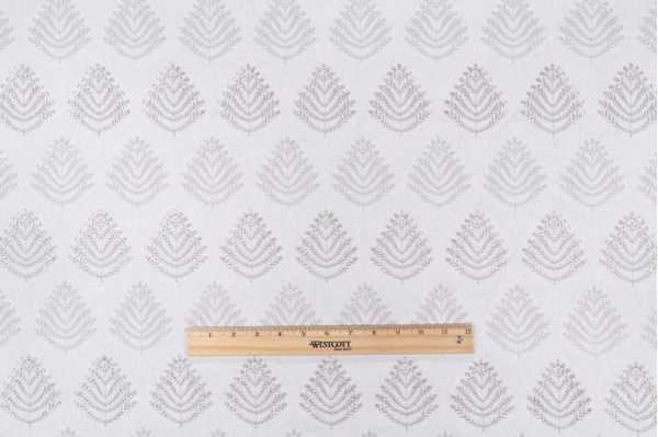 PK Lifestyles Royal Fern Embroidered Drapery Fabric in Silver