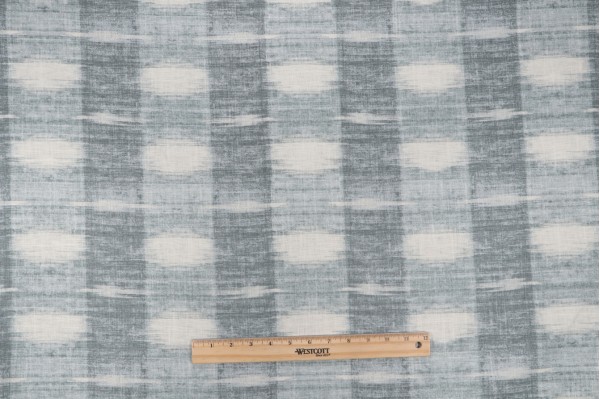 PK Lifestyles Sashika Plaid Printed Linen Blend Drapery Fabric in Lagoon