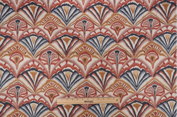 Click for .88 Yards Manney Printed Cotton Drapery Fabric in Coral Cay Manney Printed Cotton Drapery Fabric in Coral Cay
