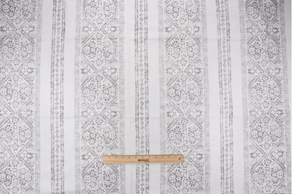 Fabricut Tosho Stripe Printed Cotton Drapery Fabric in Pewter