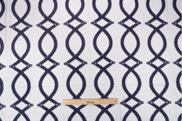 Kravet Deanna Embroidered Drapery Fabric in Navy CLOSEOUT