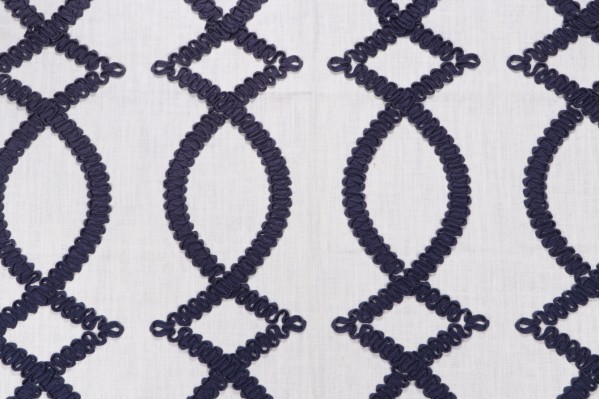 Kravet Deanna Embroidered Drapery Fabric in Navy CLOSEOUT
