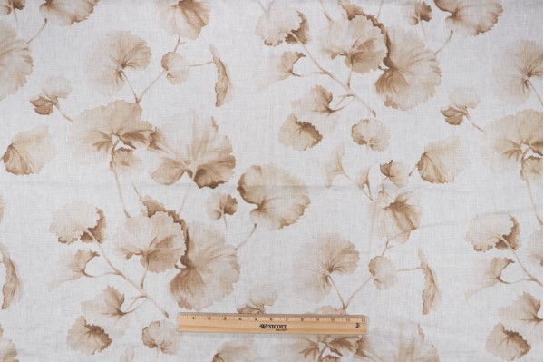 1 Yard Fabricut Hideaway Printed Linen Drapery Fabric in Mushroom