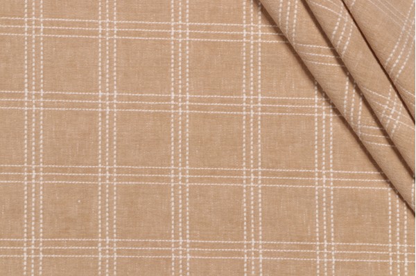 PK Lifestyles Catalina Check Woven Chenille Upholstery Fabric in Camel 