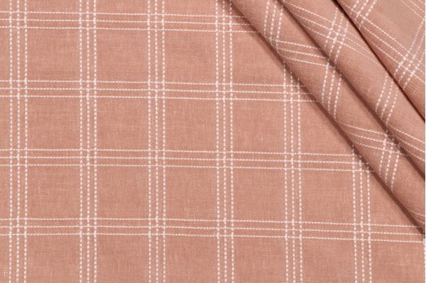 PK Lifestyles Catalina Check Woven Chenille Upholstery Fabric in Clay 
