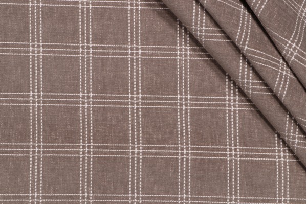 PK Lifestyles Catalina Check Woven Chenille Upholstery Fabric in Truffle 