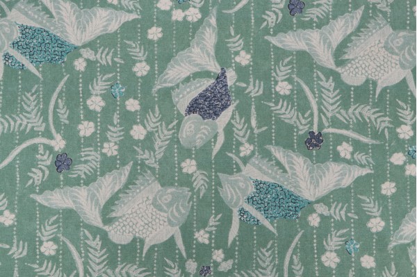 P Kaufmann Koi Pond Printed Linen Blend Drapery Fabric in Jade 