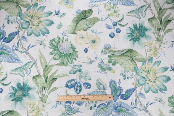 P Kaufmann Tropical Pavilion Printed Cotton Drapery Fabric in Jungle Green 