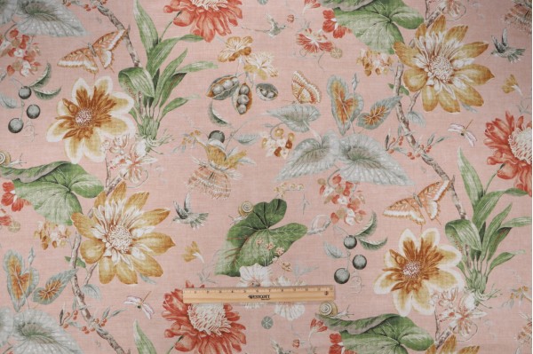 P Kaufmann Tropical Pavilion Printed Cotton Drapery Fabric in Blush 