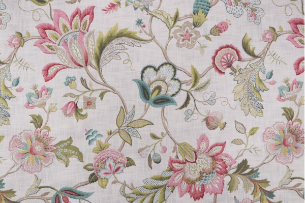 P Kaufmann Blythe Printed Cotton Drapery Fabric in Ruby 