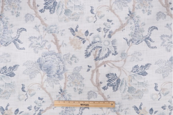 P Kaufmann Jasper Printed Cotton Drapery Fabric in Chambray 