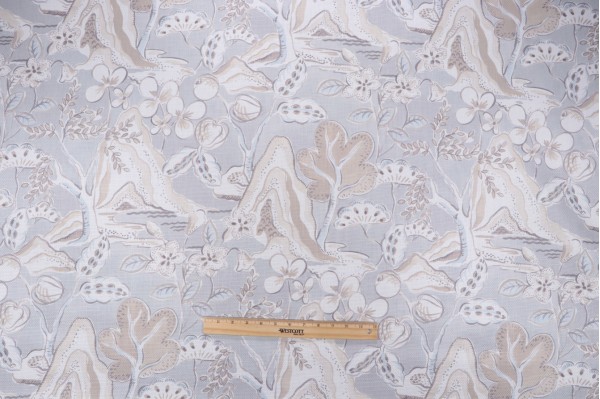 P Kaufmann Edo River Printed Cotton Drapery Fabric in Dove 