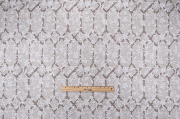 P Kaufmann Garden Lattice Printed Cotton Drapery Fabric in Stone 