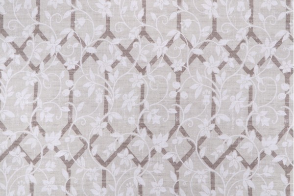 P Kaufmann Garden Lattice Printed Cotton Drapery Fabric in Stone 