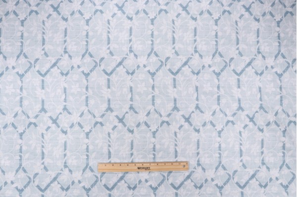 P Kaufmann Garden Lattice Printed Cotton Drapery Fabric in Sky 