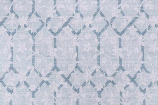 P Kaufmann Garden Lattice Printed Cotton Drapery Fabric in Sky 