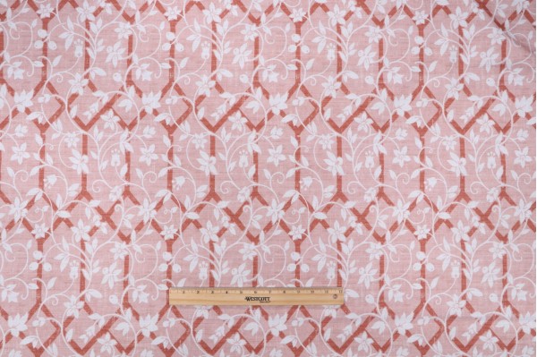 P Kaufmann Garden Lattice Printed Cotton Drapery Fabric in Petal 