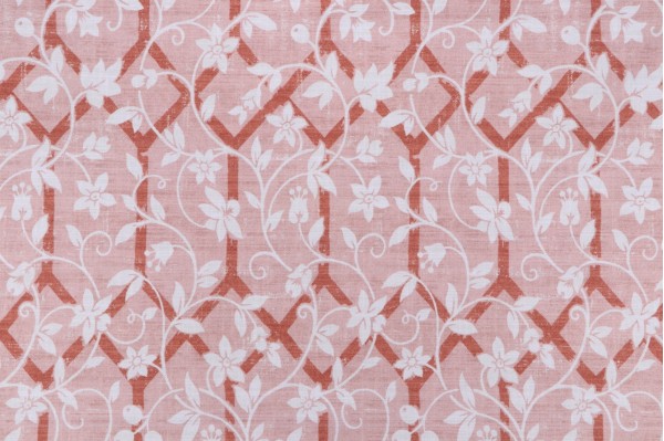 P Kaufmann Garden Lattice Printed Cotton Drapery Fabric in Petal 