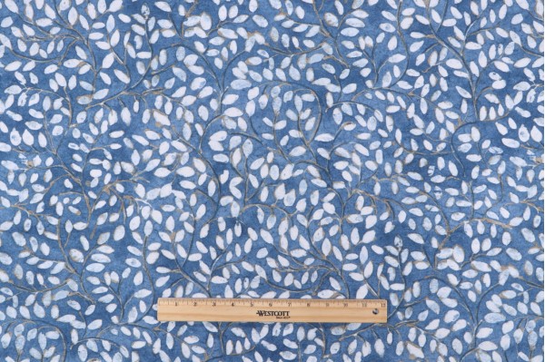 P Kaufmann Willow Leaf Printed Cotton Drapery Fabric in Indigo 