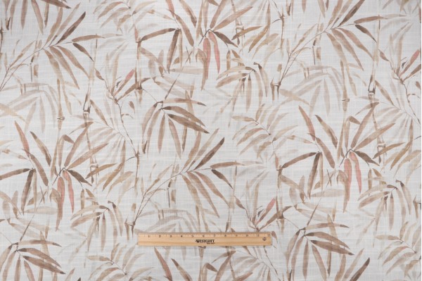P Kaufmann Bamboo Leaf Printed Cotton Blend Drapery Fabric in Sand 