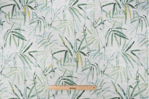 P Kaufmann Bamboo Leaf Printed Cotton Blend Drapery Fabric in Jade 