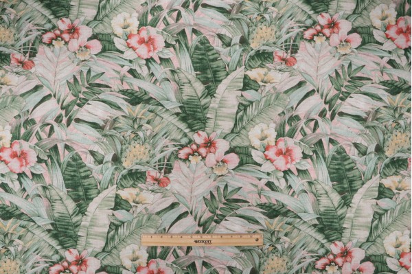 Sample of Tommy Bahama Barrier Reef Printed Cotton Drapery Fabric in Shell 