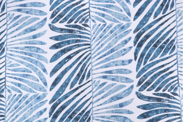 P Kaufmann Grand Palm Printed Cotton Drapery Fabric in Navy 