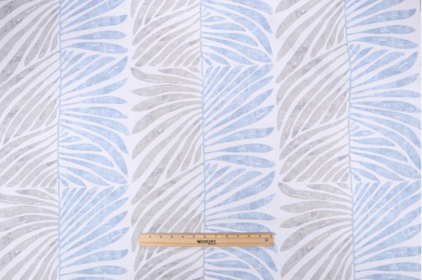 P Kaufmann Grand Palm Printed Cotton Drapery Fabric in Sky 