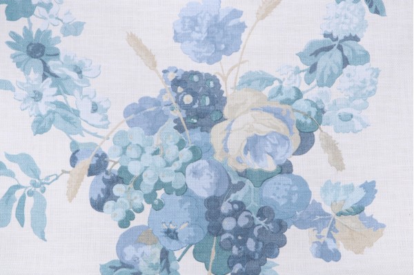 P Kaufmann Bloomsberry Printed Cotton Drapery Fabric in Porcelain 