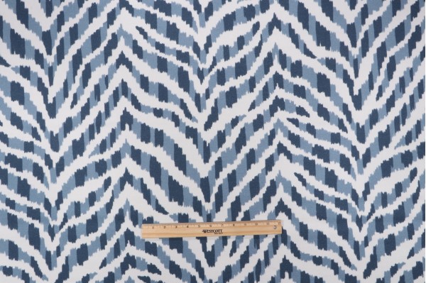 P Kaufmann Zebra Skin Printed Cotton Drapery Fabric in Indigo 