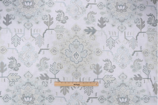 P Kaufmann Powell Medallion Printed Cotton Drapery Fabric in Moonstone 