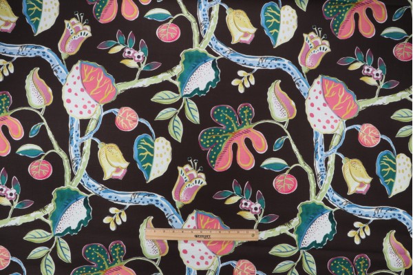 Click for P Kaufmann Aurora Vine Printed Cotton Drapery Fabric in Onyx  P Kaufmann Aurora Vine Printed Cotton Drapery Fabric in Onyx