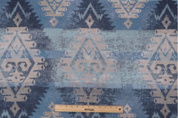 P Kaufmann Mesa Diamond Printed Cotton Drapery Fabric in Lapis 