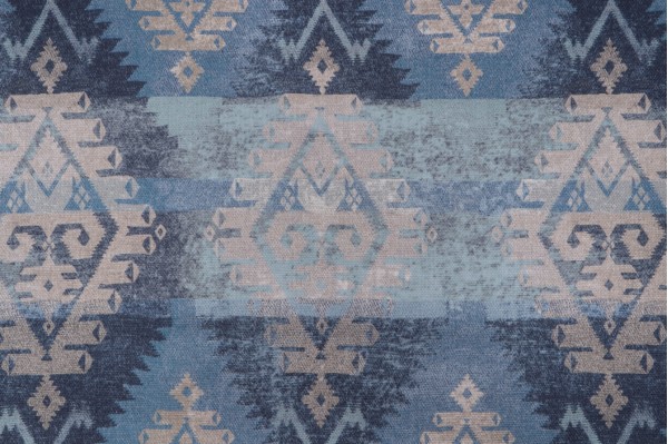 P Kaufmann Mesa Diamond Printed Cotton Drapery Fabric in Lapis 