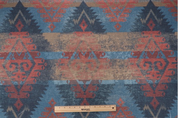 P Kaufmann Mesa Diamond Printed Cotton Drapery Fabric in Denim 