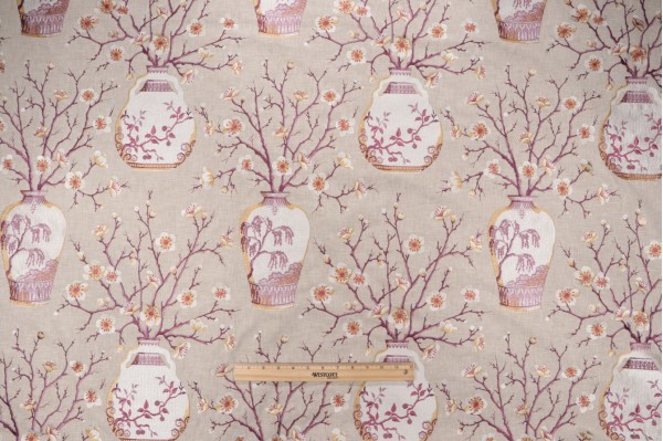 Sample of P Kaufmann Katsuma Embroidered Drapery Fabric in Lilac 