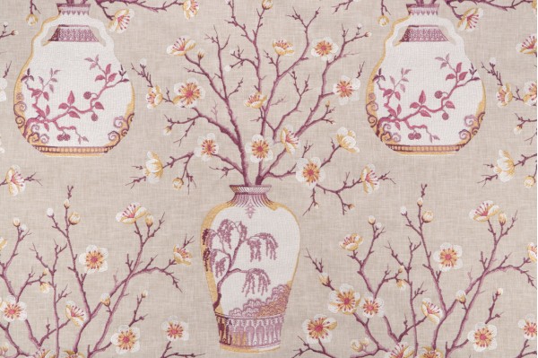 Sample of P Kaufmann Katsuma Embroidered Drapery Fabric in Lilac 