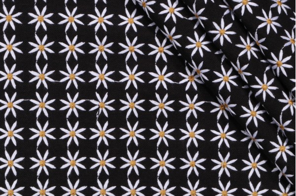 PK Lifestyles Daisy Embroidered Drapery Fabric in Black 