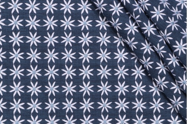 PK Lifestyles Daisy Embroidered Drapery Fabric in Blue 