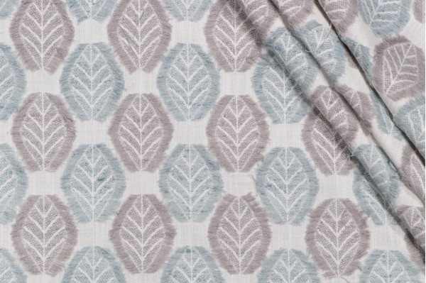 Click for PK Lifestyles Fringe Leaf Embroidered Drapery Fabric in Spa  PK Lifestyles Fringe Leaf Embroidered Drapery Fabric in Spa