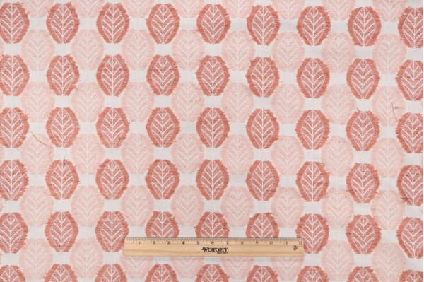 PK Lifestyles Fringe Leaf Embroidered Drapery Fabric in Cameo 